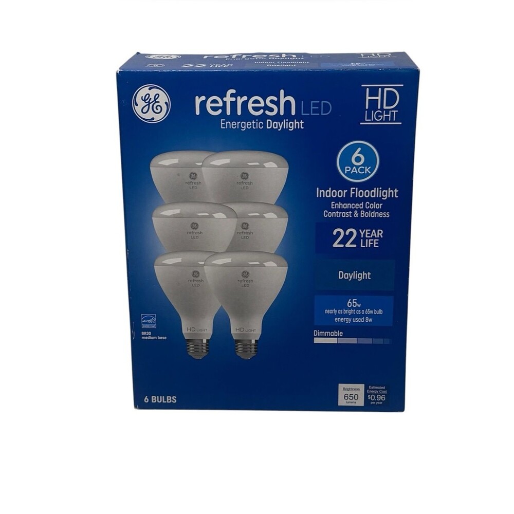 GE Refresh HD LED BR30 Indoor Floodlight 65W Equivalent Daylight Dimmable 6 Pk